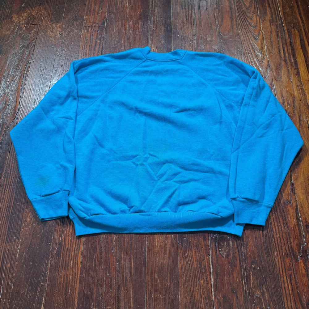 Tultex Sweatshirt Mens XL Blue Vintage Raglan Sleeve Made in USA Crewneck Solid